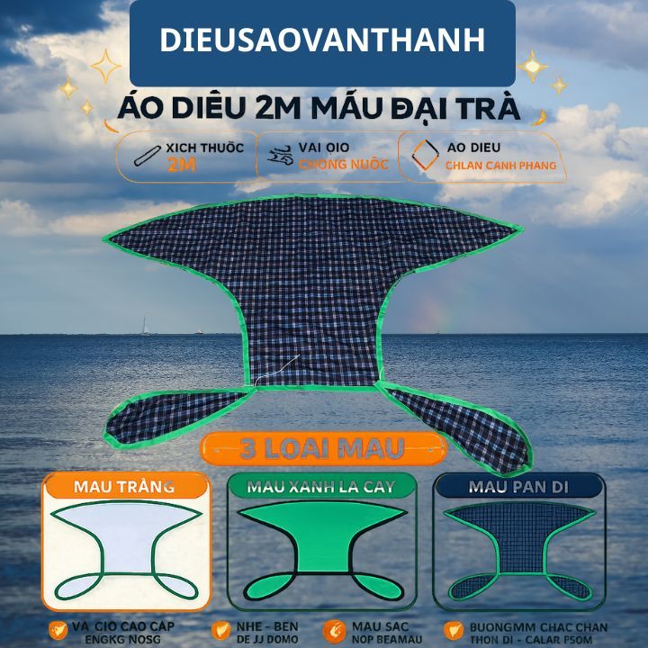 áo diều sáo 1m lắp ghép diều song vân ,đại trà , đuôi cá vào khung 1m