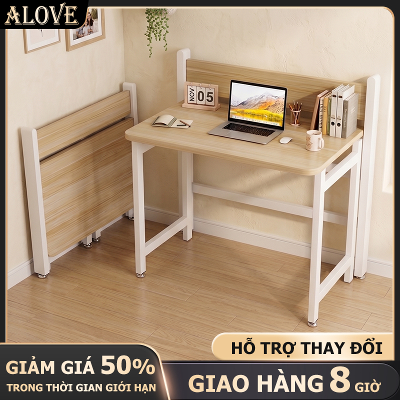 ALOVE Bàn gấp gọn cho phòng ngủ học tập làm việc tiết kiệm không gian bền chắc đã lắp sẵn