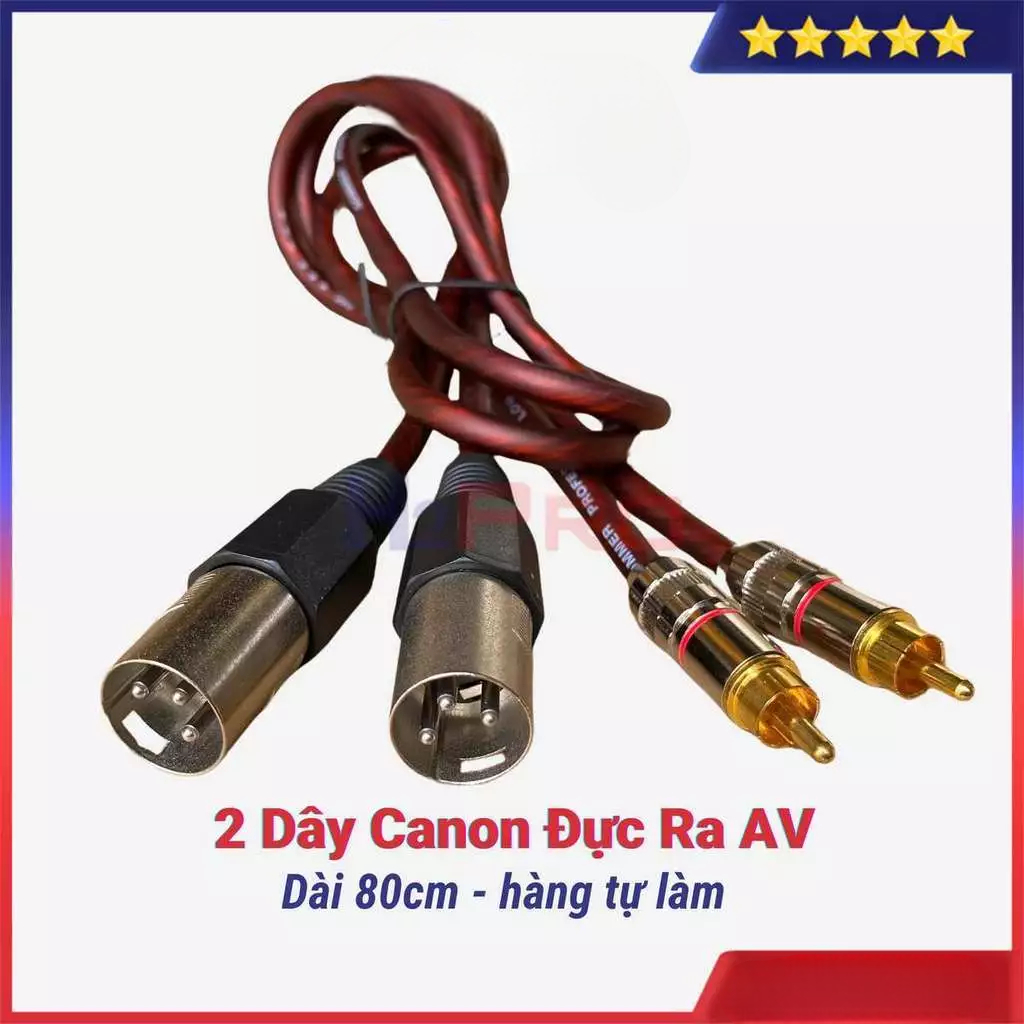 [Top Value] 2 Dây Canon Đực Ra Av Hoa Sen Cao Cấp Dài 80Cm, Chống Sôi-Nhiễu, 2 Sợi Canon Đực Ra Hoa 