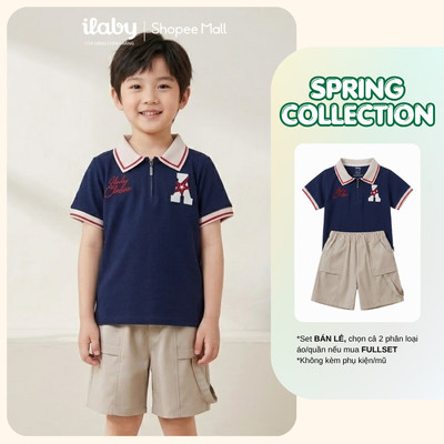 [ILABY 10-40kg] Mix set bộ hè bé trai, áo polo cao cấp và quần đùi túi hộp [3765+3894]