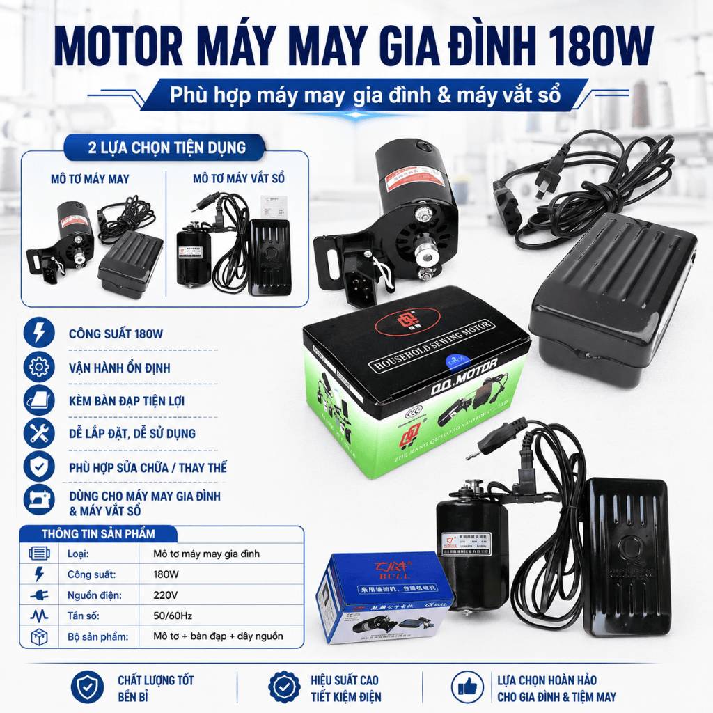 MOTOR MÁY MAY GIA ĐÌNH 180W - MOTOR MÁY VẮT SỔ GIA ĐÌNH