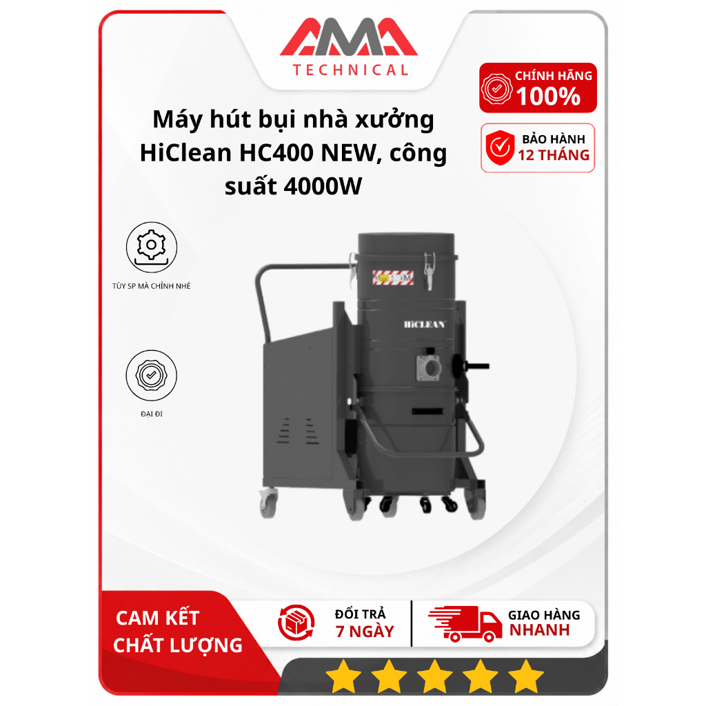 Máy hút bụi nhà xưởng HiClean HC400 NEW, công suất 4000W