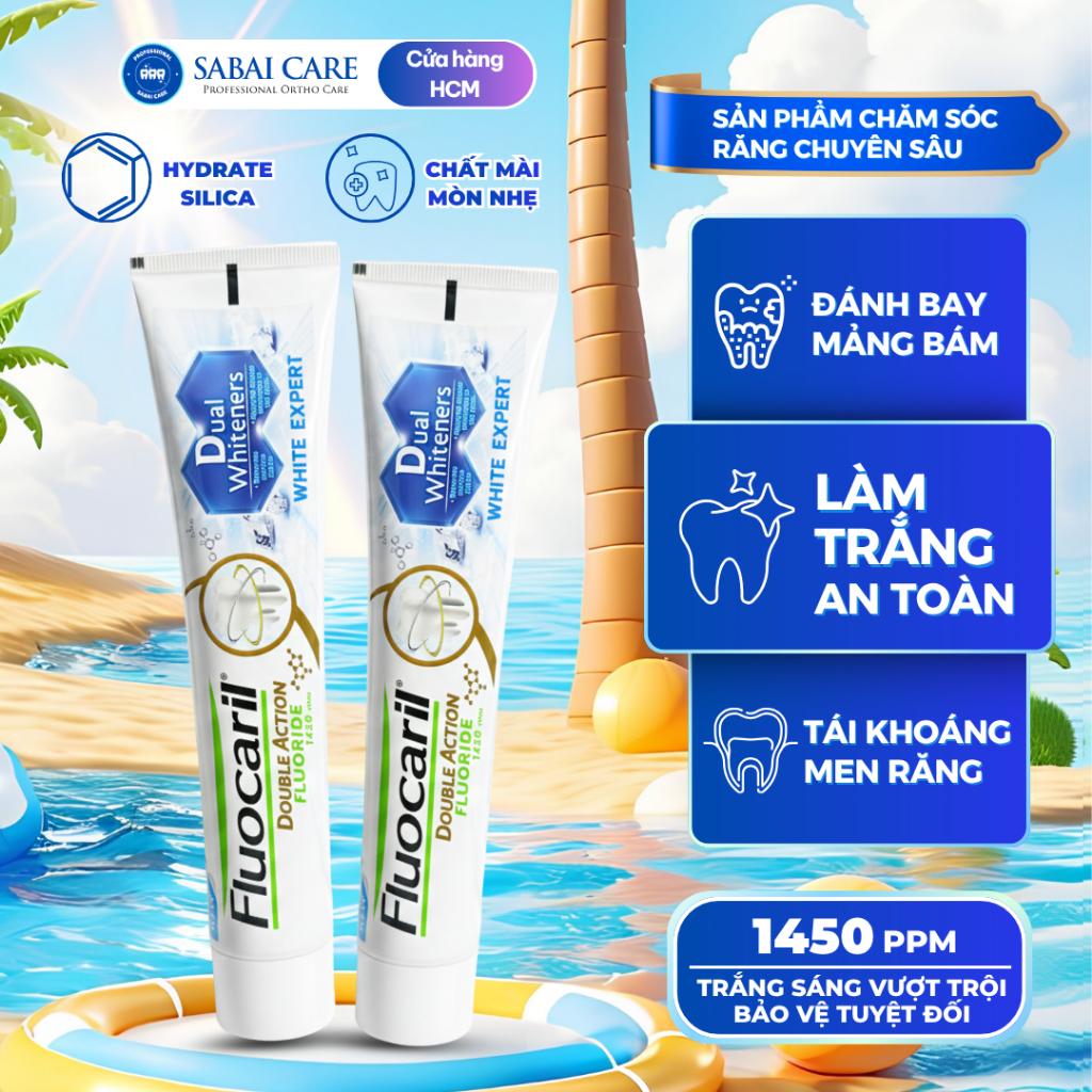 Kem đánh răng làm trắng nội địa Thái Fluocaril White Expert, làm trắng an toàn, bảo vệ men răng chín