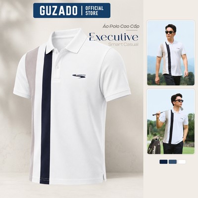 Áo Polo Nam Cá Sấu Cổ Bẻ Cứng Cáp, Mẫu Premium GUZADO, Mặc Công Sở, Tập Golf Thoải Mái GPL05-GCPS25S005