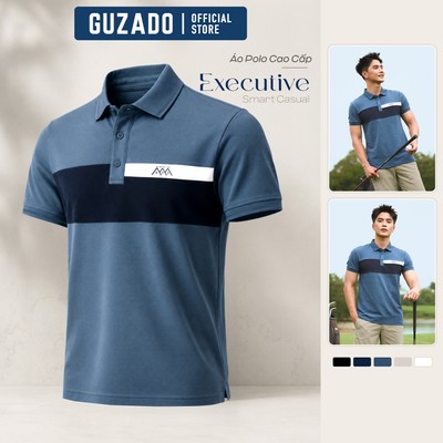 Áo Polo Nam Cao Cấp GUZADO, Vải Cá Sấu Cotton Form Regular fit Trẻ Trung Sang Trọng GPL04-GCPS25S004