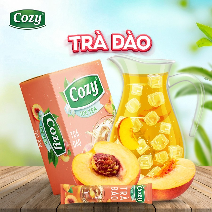 Trà Cozy Icetea Hương Đào - Ice Tea Trà Đào Cozy 16 Gói x 15g