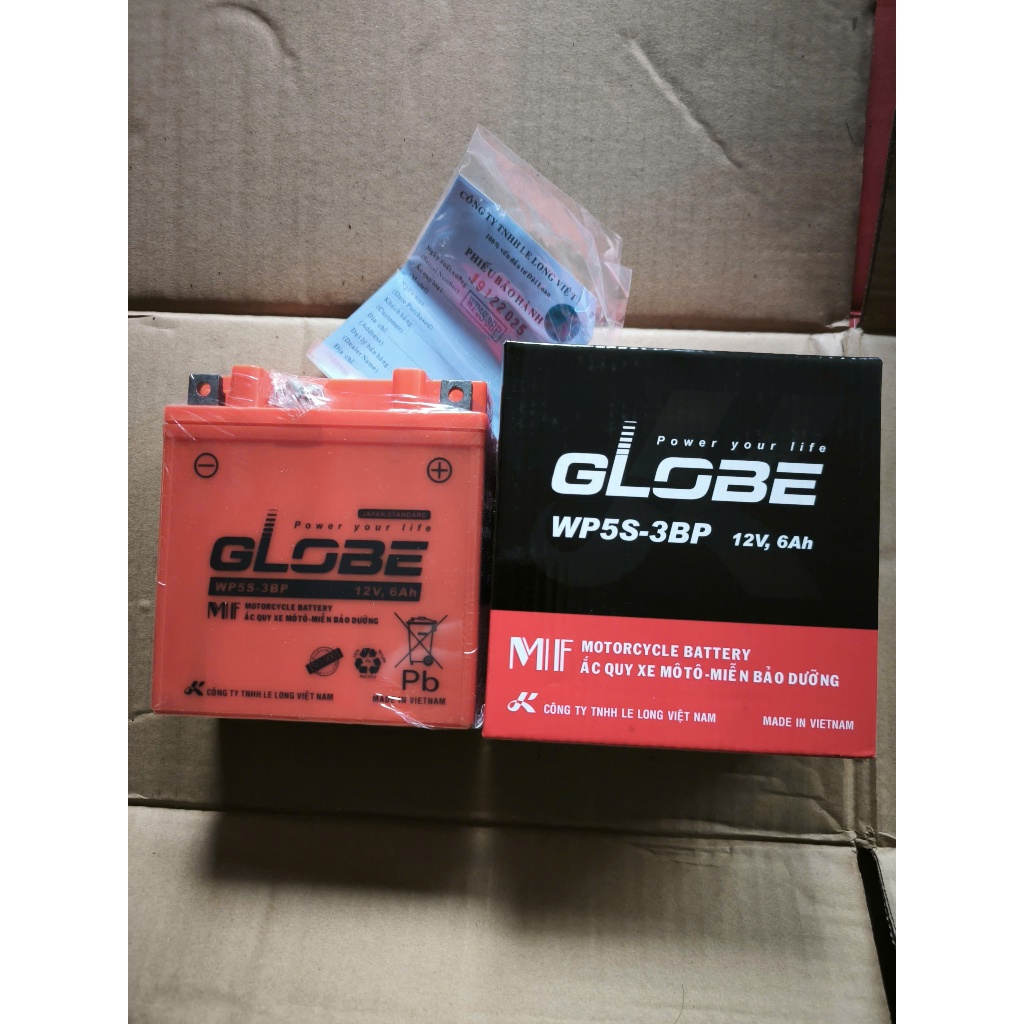 Bình Ắc Quy khô 12V hiệu GLOBE WP5S-3PB