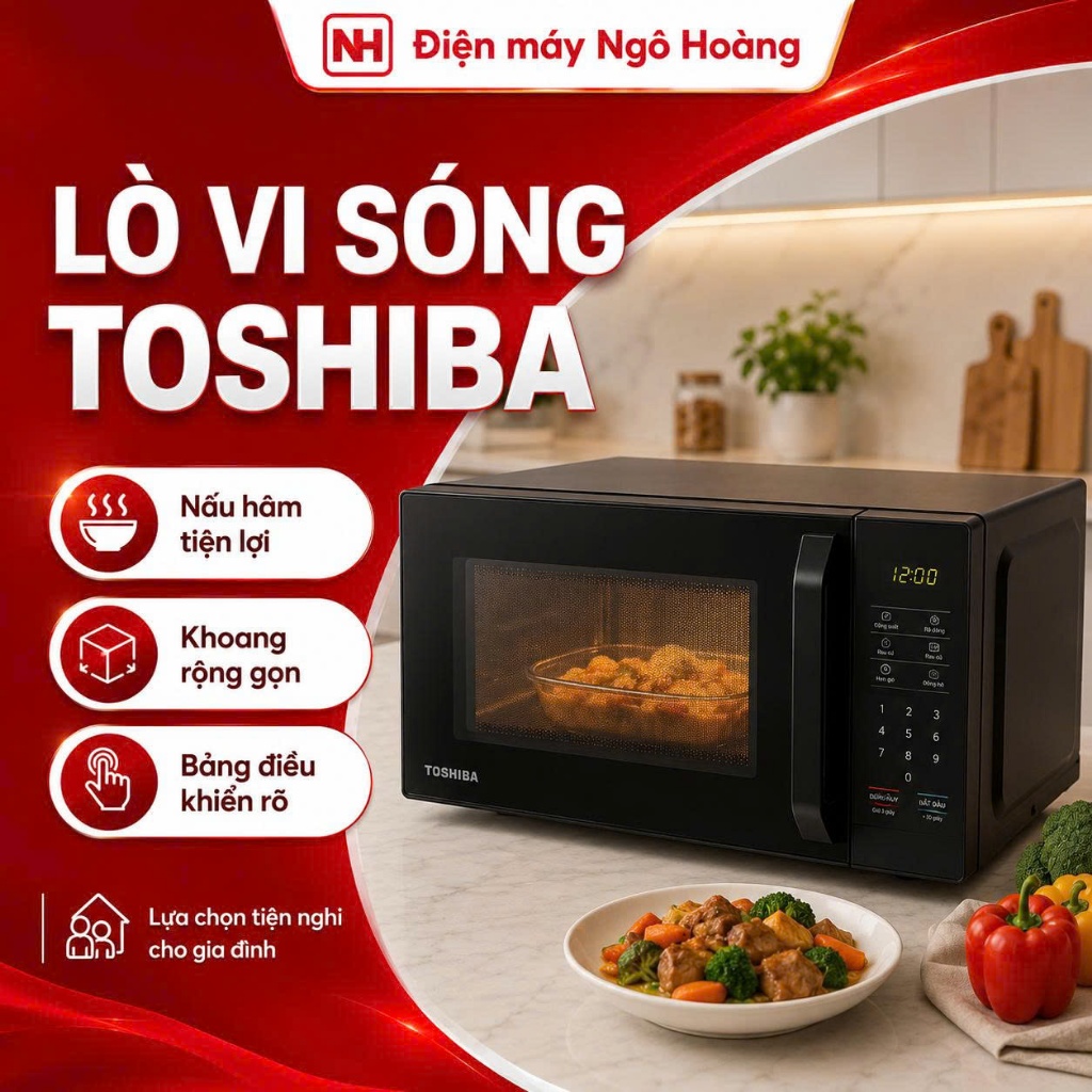 MM-EM25PE(BM) - Lò vi sóng Toshiba MM-EM25PE(BM) chính hãng, hâm nóng rã đông nấu nhanh