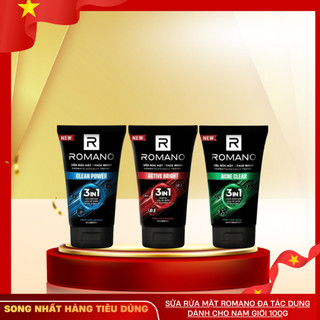 [MỚI] Sữa rửa mặt Romano đa tác dụng dành cho nam giới 100g: Cấp ẩm, Loại bỏ nhờn, Sáng da