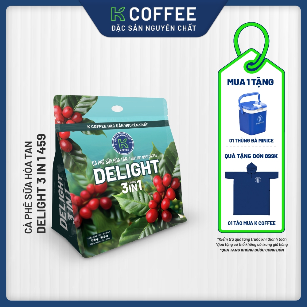 Cà phê sữa hòa tan K Coffee Delight 3in1 459g Túi 27 gói