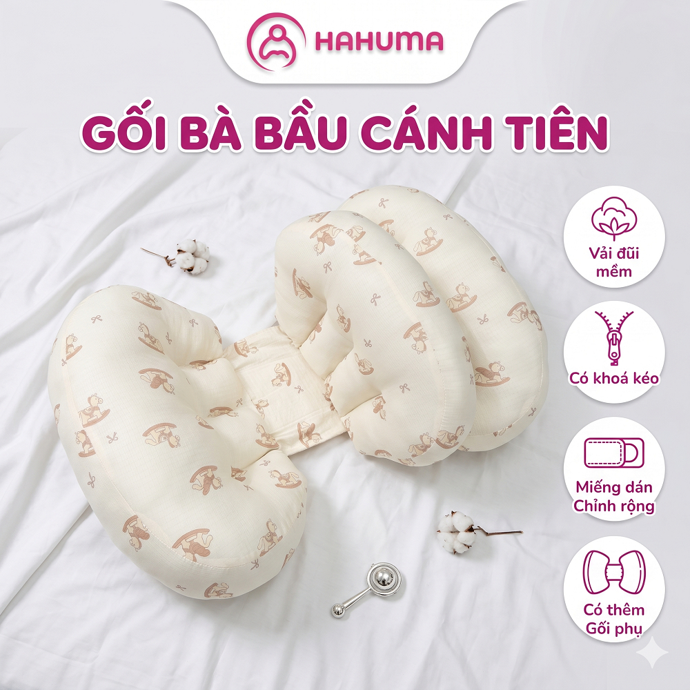 Gối Bà Bầu Cánh Tiên Hahuma – Gối Bầu Mềm Mịn, Ảnh Thật, Mẫu Đẹp