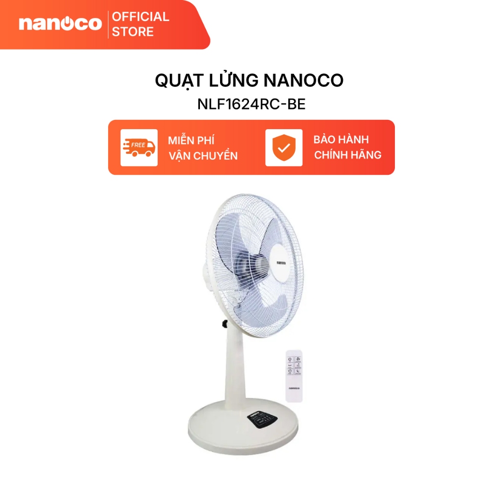 Quạt lửng Nanoco model NLF1624RC (màu xanh, màu beige - 3 chế độ gió - công suất 47W)