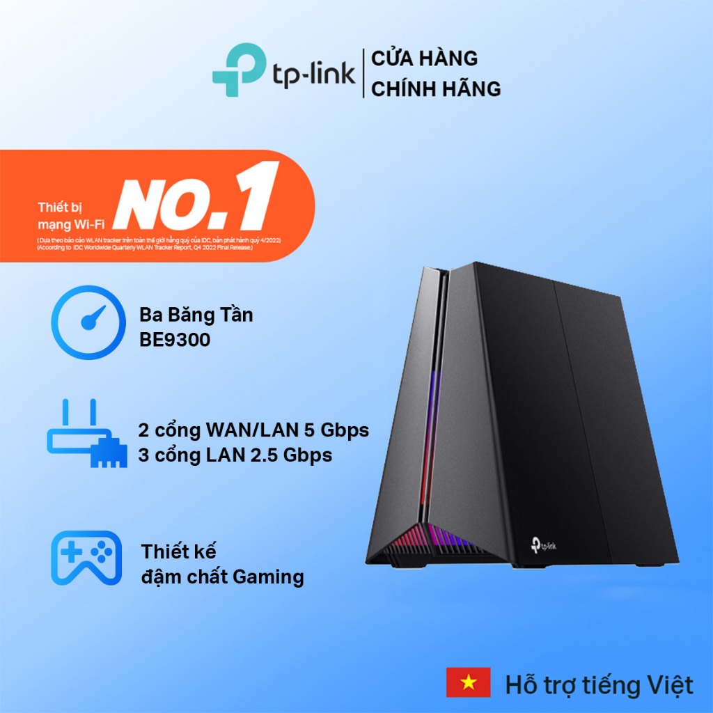 Router Gaming WiFi 7 TP-Link Archer GE550 BE9300 – 3 Băng Tần, Cổng 5Gbps, Gaming Router RGB