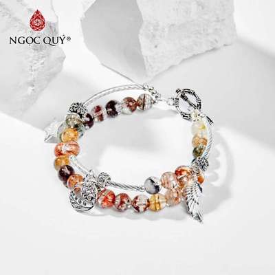 Vòng tay đá Thạch anh tự nhiên phối charm - Mẫu VC0527 - Ngọc Quý