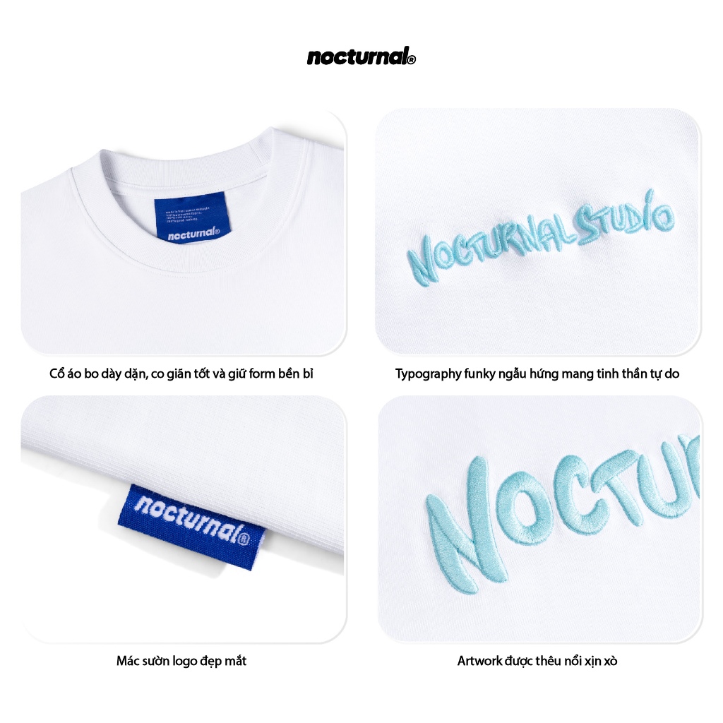 Áo Thun Thêu Nổi Form Relaxed Fit NOCTURNAL Funky Tee Prime Cotton 100% Nam Nữ Unisex Localbrand | BigBuy360 - bigbuy360.vn