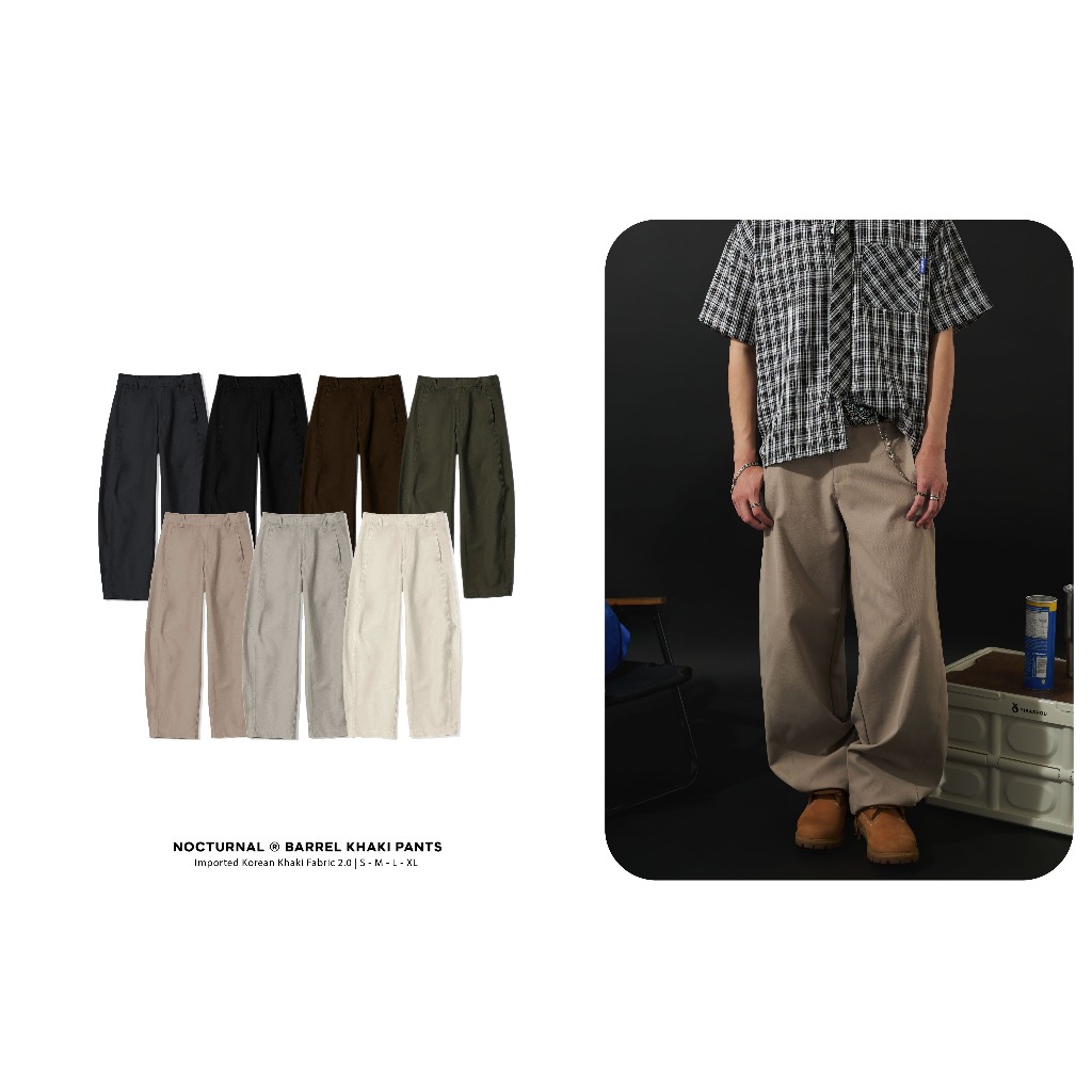 Quần Khaki Ống Cong NOCTURNAL Barrel Khaki Pants Nam Nữ Unisex Local Brand