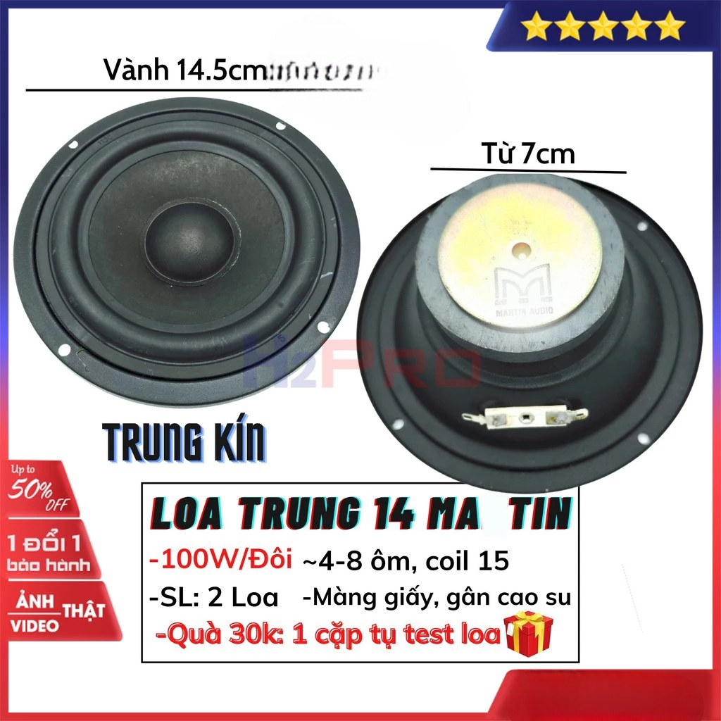 Top Value] 2 Loa Trung 14 Matin Audio, Củ Loa Trung Kín 14 Cao Cấp, 100W-Từ 70-Coil 15, Lời Sáng Rõ,