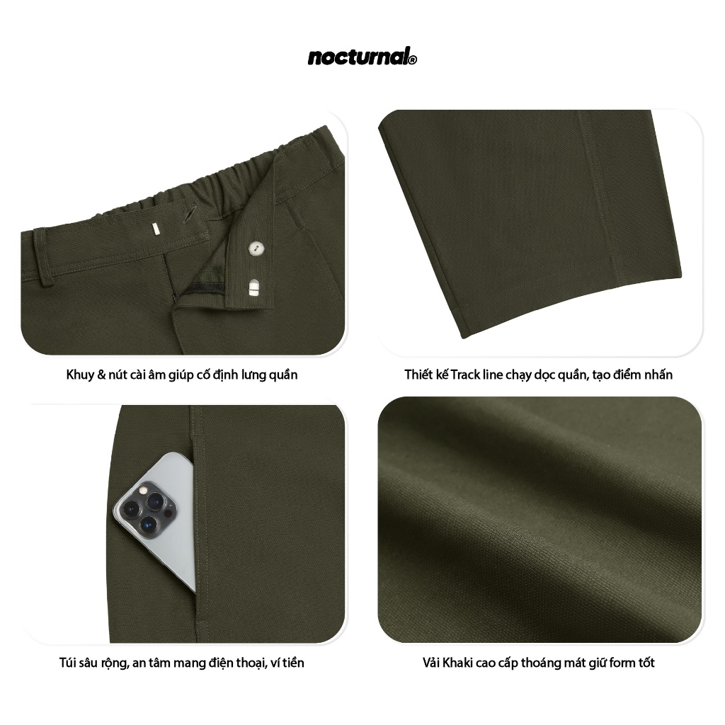 Quần Khaki Ống Cong NOCTURNAL Barrel Khaki Pants Nam Nữ Unisex Local Brand | BigBuy360 - bigbuy360.vn