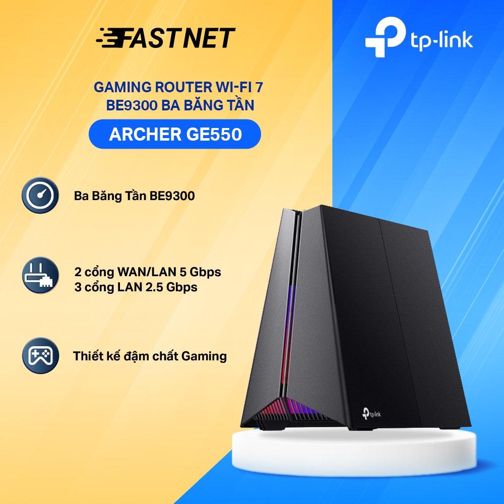 Router WiFi 7 Archer GE550 TP-Link BE9300 – Cổng 5Gbps, MLO, EasyMesh, Kết Nối Hiệu Suất Cao