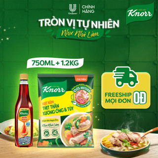 Combo Hạt Nêm Knorr Thịt Thăn Xương Ống & Tủy 1.2kg + Nước Mắm Knorr Ngon Tròn Vị 750ml