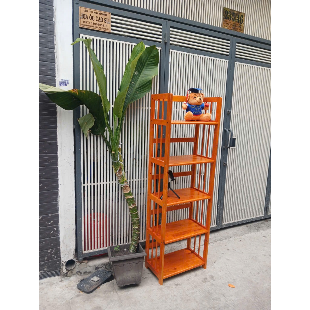 Kệ sách 5 tầng sâu 28cm,  ngang 50cm,  cao 150cm, gỗ cao su, màu Cherry,  đã thông qua tẩm sấy tẩm.