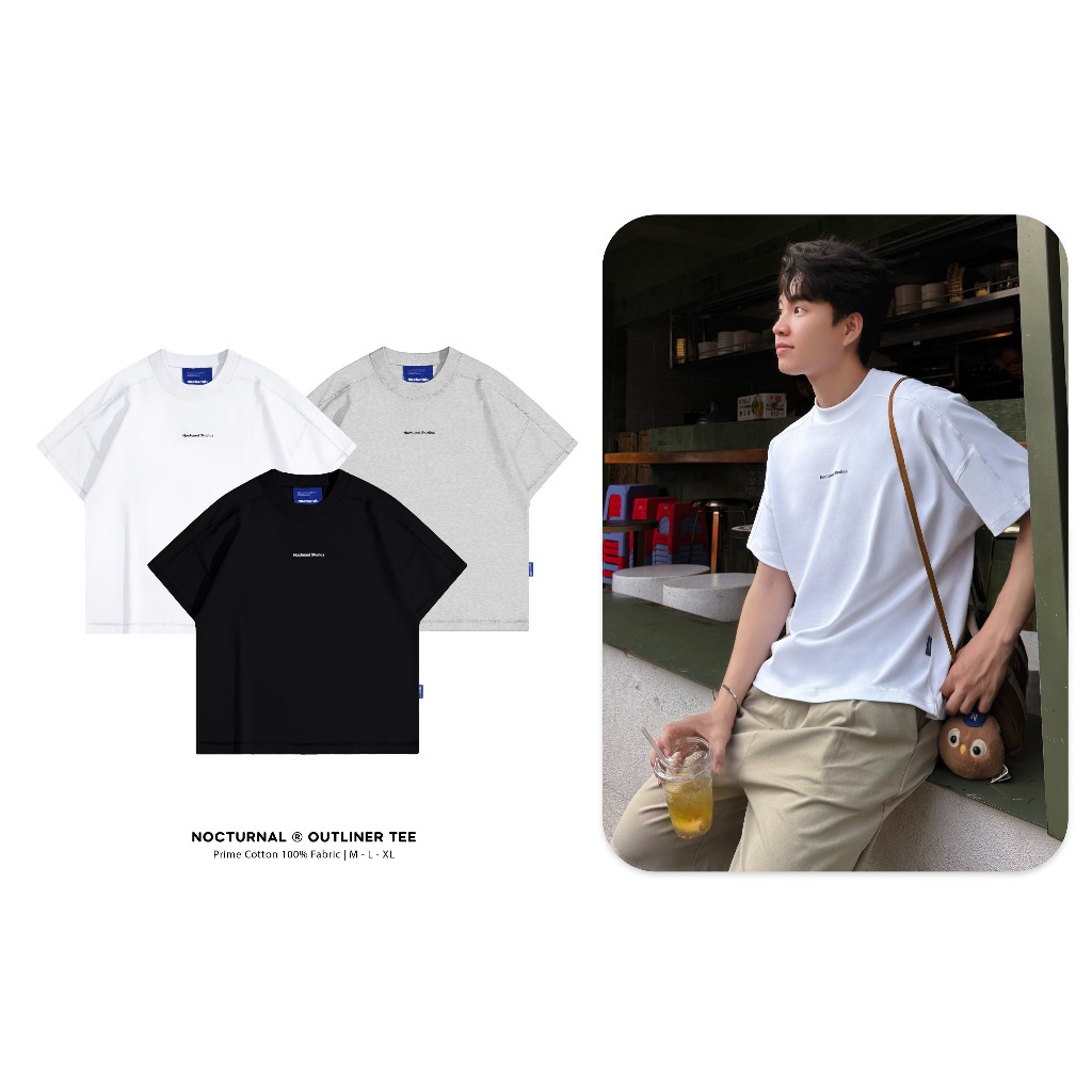 Áo Thun Form Boxy NOCTURNAL Outliner Tee Prime Cotton 100% Nam Nữ Unisex Localbrand Logo Cao Thành Tag Da | BigBuy360 - bigbuy360.vn