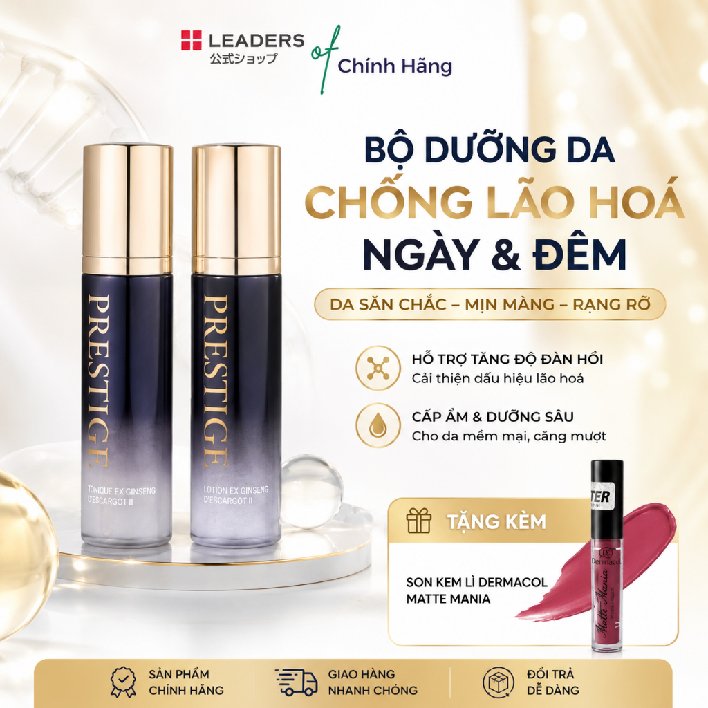 (Tặng kèm son) Combo Dưỡng Da Leaders Prestige Caviar Collagen Leader
