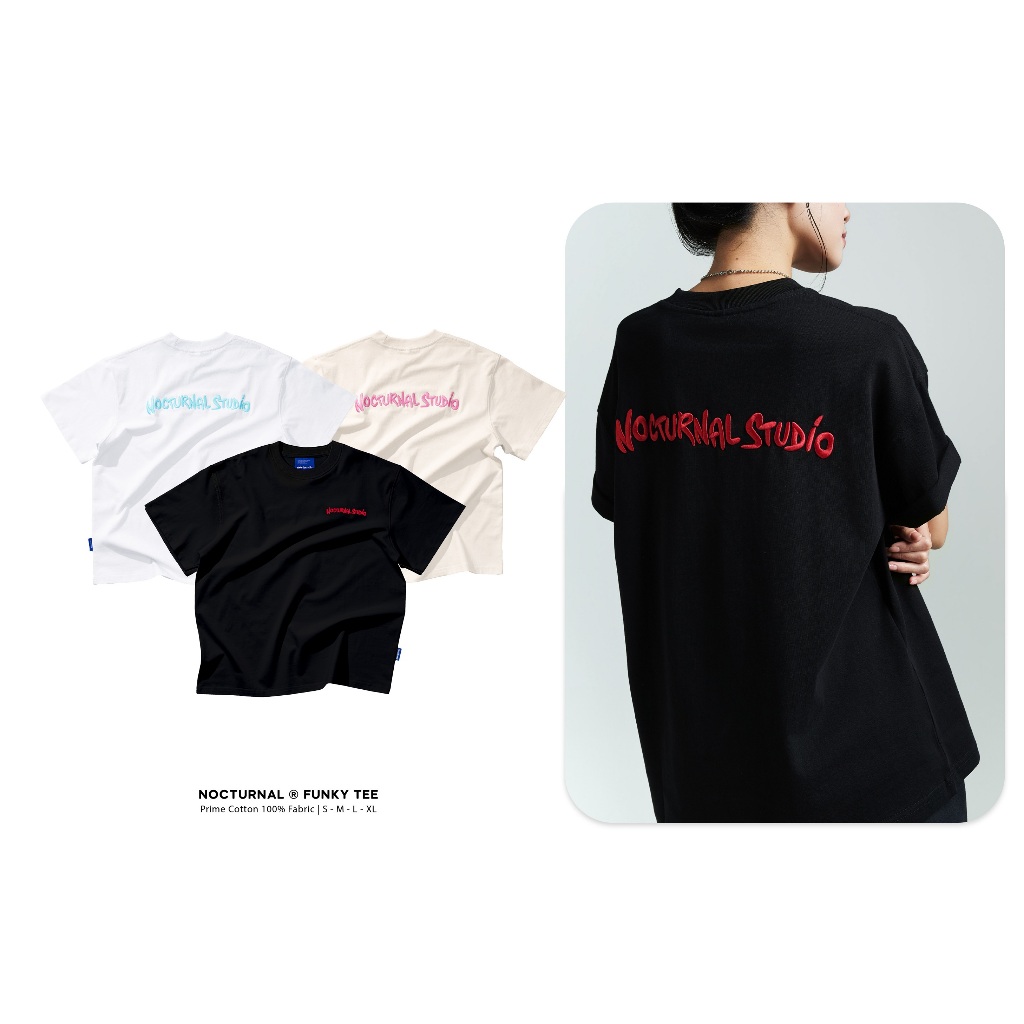 Áo Thun Thêu Nổi Form Relaxed Fit NOCTURNAL Funky Tee Prime Cotton 100% Nam Nữ Unisex Localbrand | BigBuy360 - bigbuy360.vn