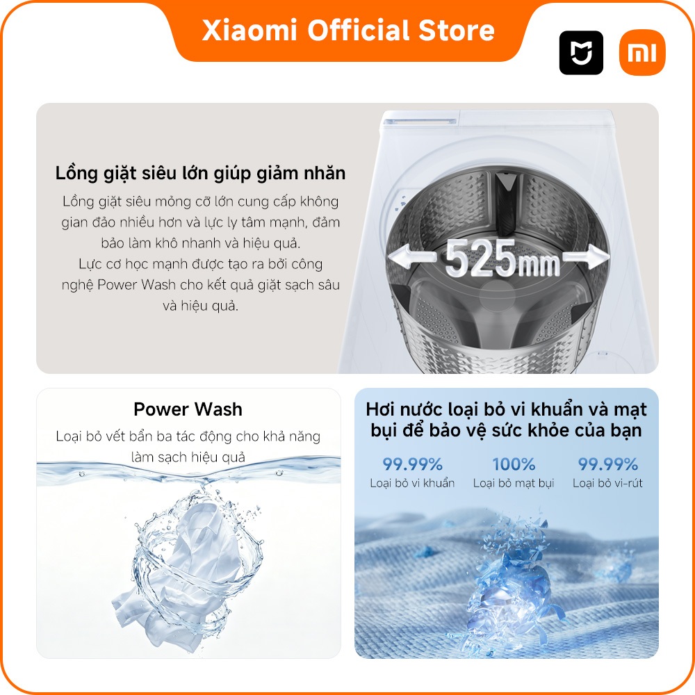 [MỚI RA MẮT] Máy giặt/ Máy giặt sấy cửa trước Xiaomi Mijia 9kg | Công nghệ giặt hơi nước diệt tới 99,99% vi khuẩn | BigBuy360 - bigbuy360.vn
