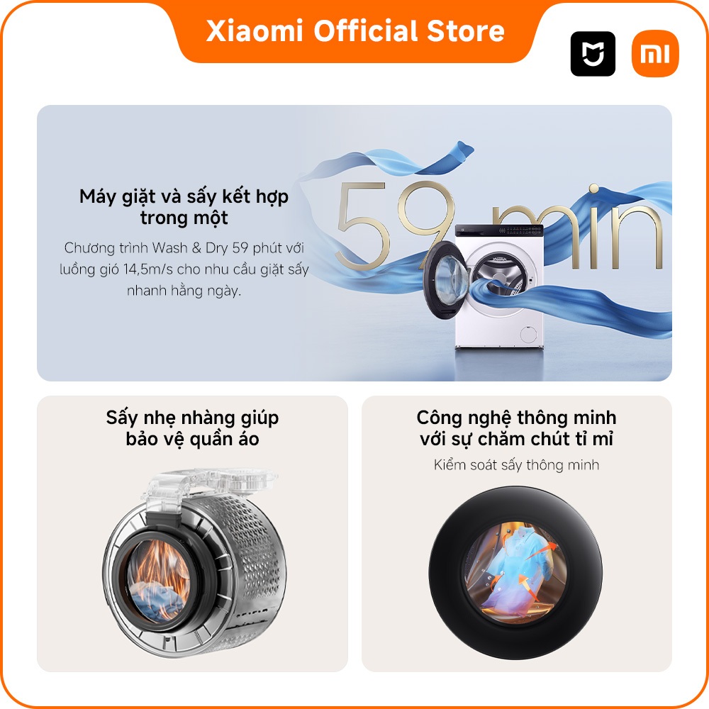 [MỚI RA MẮT] Máy giặt/ Máy giặt sấy cửa trước Xiaomi Mijia 9kg | Công nghệ giặt hơi nước diệt tới 99,99% vi khuẩn | BigBuy360 - bigbuy360.vn