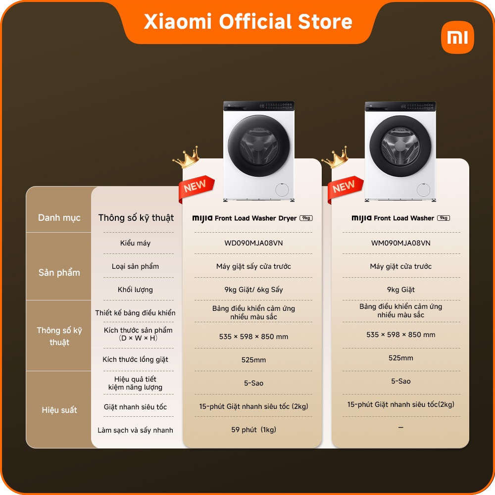 [MỚI RA MẮT] Máy giặt/ Máy giặt sấy cửa trước Xiaomi Mijia 9kg | Công nghệ giặt hơi nước diệt tới 99,99% vi khuẩn | BigBuy360 - bigbuy360.vn