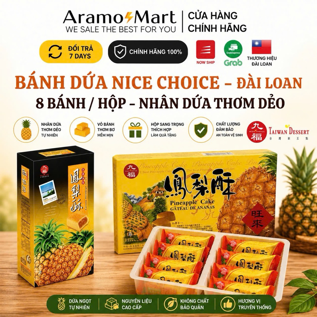 [Nice Choice] Hộp 8 Bánh dứa Đài Loan Taiwan Dessert, đặc sản Đài Loan hương vị truyền thống