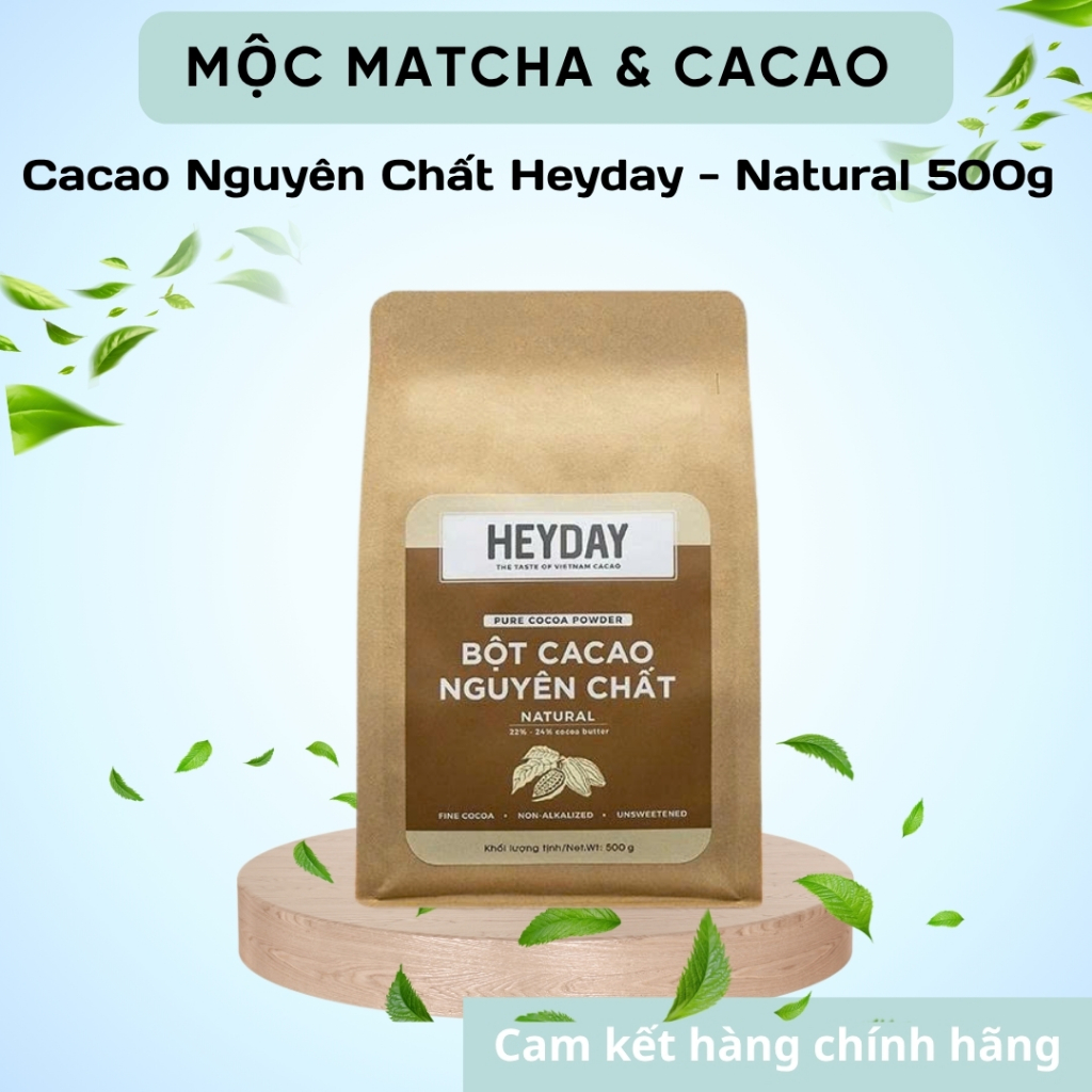 Bột Cacao Nguyên Chất Heyday - Dòng Natural Không Kiềm Hóa (túi giấy 225g, 500g)