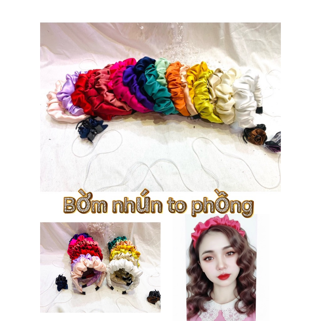 bờm lụa nhún bản to cho mẹ và bé sỉ + lẻ
