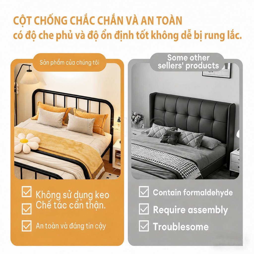 🔥Giường sắt khung thép nặng🔥 khung thép ổn định phù hợp phòng nhỏ ký túc xá Lắc Dễ Lắp RáP | BigBuy360 - bigbuy360.vn