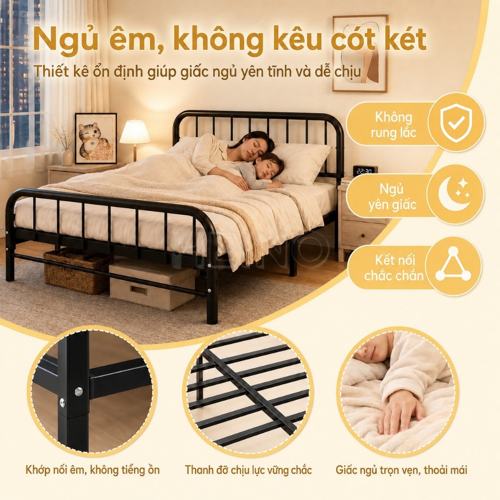 🔥Giường sắt khung thép nặng🔥 khung thép ổn định phù hợp phòng nhỏ ký túc xá Lắc Dễ Lắp RáP | BigBuy360 - bigbuy360.vn