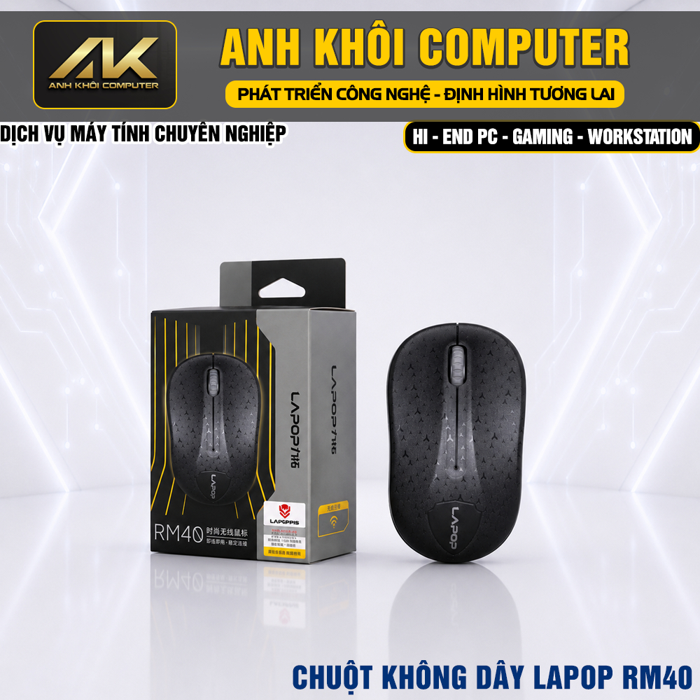 Chuột Không Dây Lapop RM40 Văn Phòng Êm Ái Chuẩn Xác Tiết Kiệm Pin