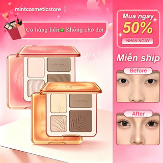JUDY.DOLL Bảng Phấn Highlight & Tạo Khối 4 Ô Bắt Sáng Tự Nhiên Phấn Mịn Dễ Tán Makeup Mặt 9g