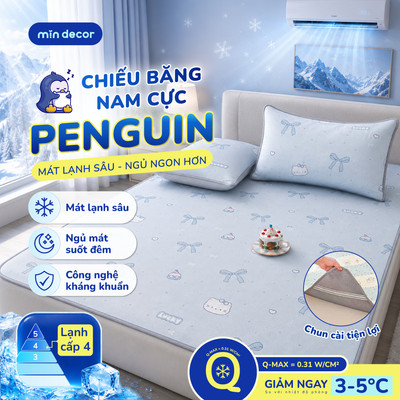 [HOẢ TỐC] Chiếu Băng Lạnh Penguin Mịn Decor, Chiếu Băng Lạnh Chống Nóng Lưng, Không Mát Hoàn Tiền