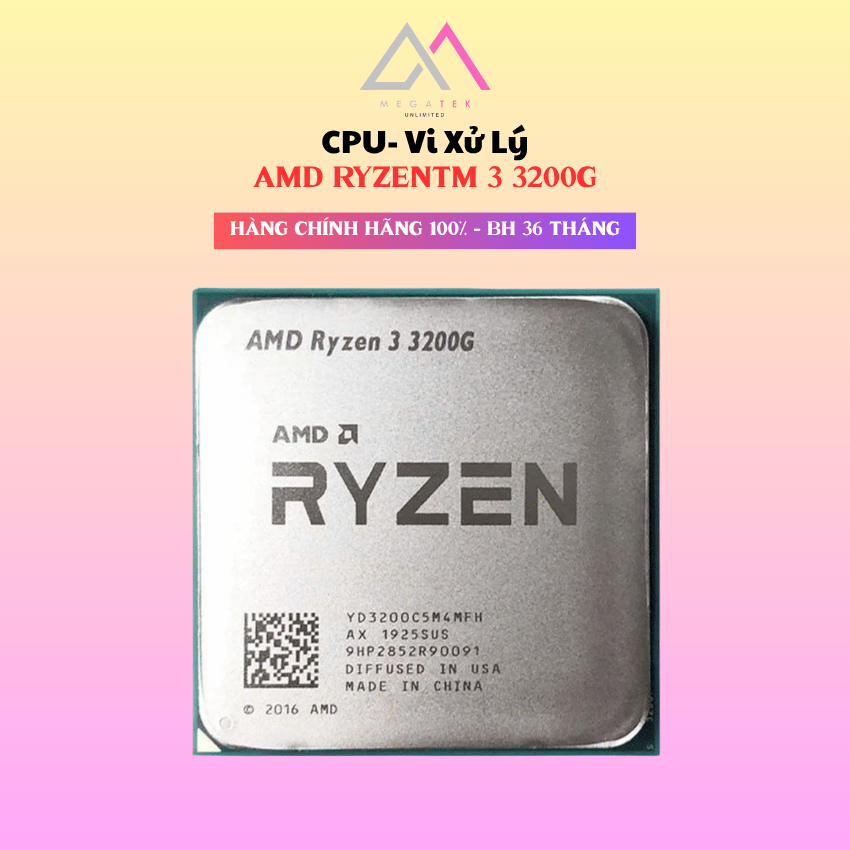 CPU - Vi xử lý AMD RYZEN™ 3 3200G + QUẠT TẢN NHIỆT STOCK - Hàng chính hãng - BH 36 tháng