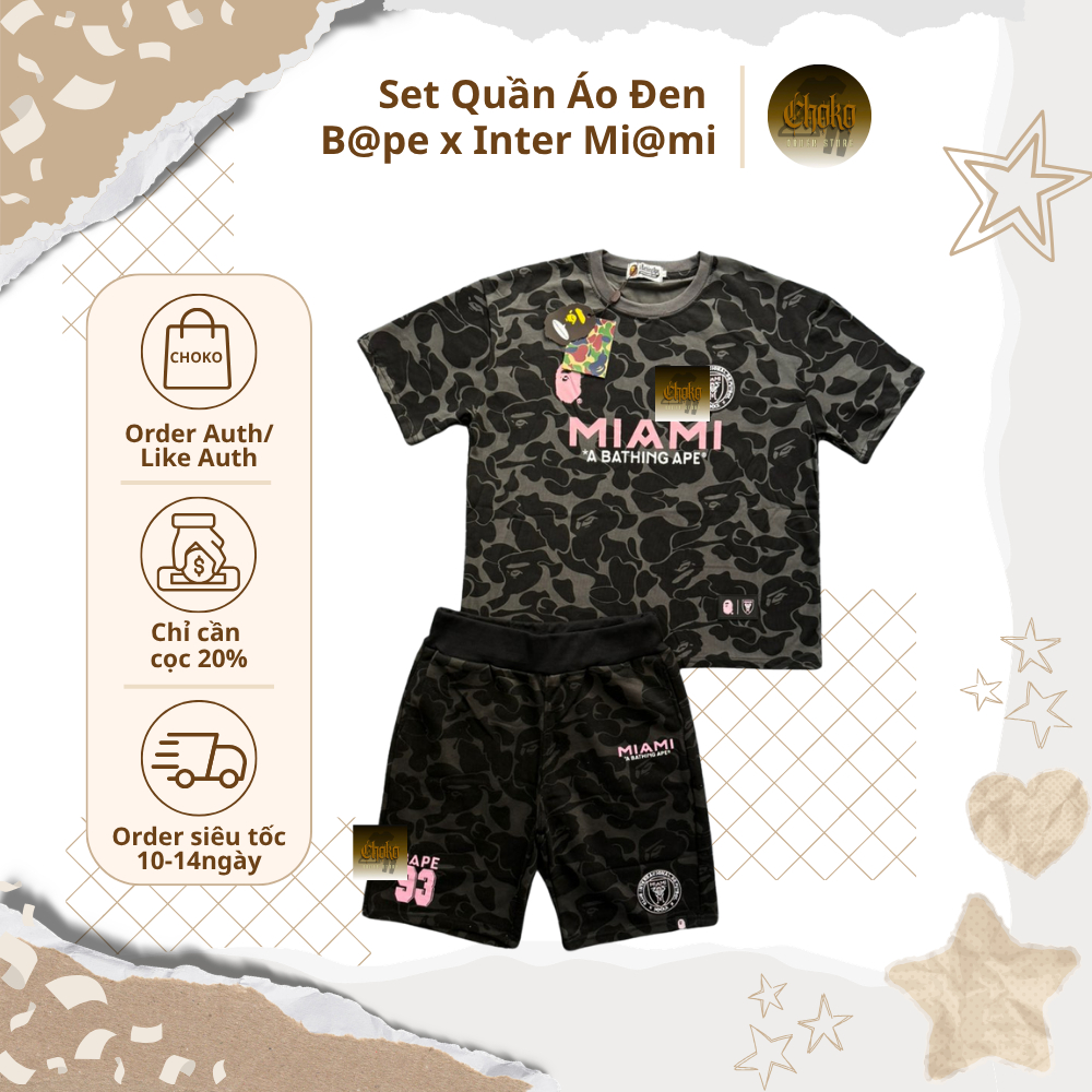 Set Quần Áo Đen Bape Inter Miami Choko Order