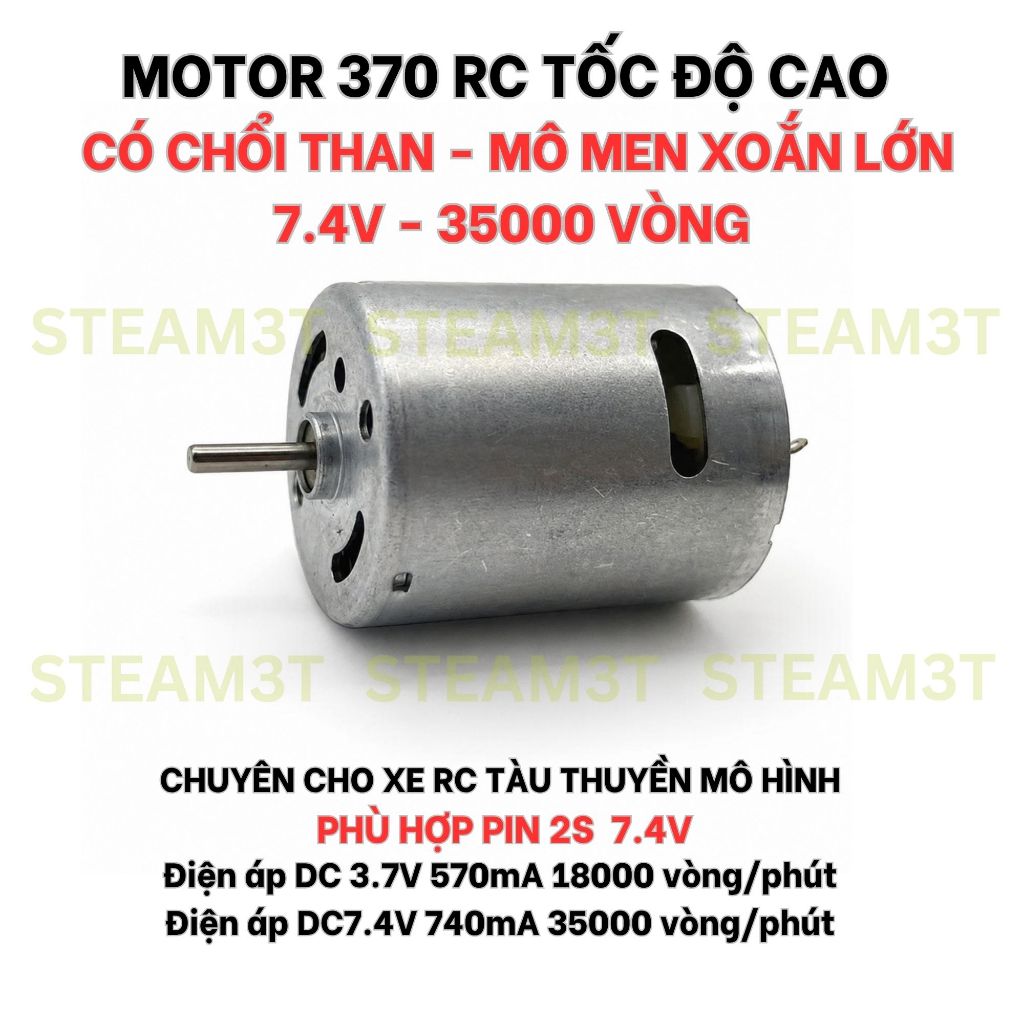 Động cơ motor mini 370 tốc độ cao - 6-12VDC - cực mạnh - 33600rpm - LK0023