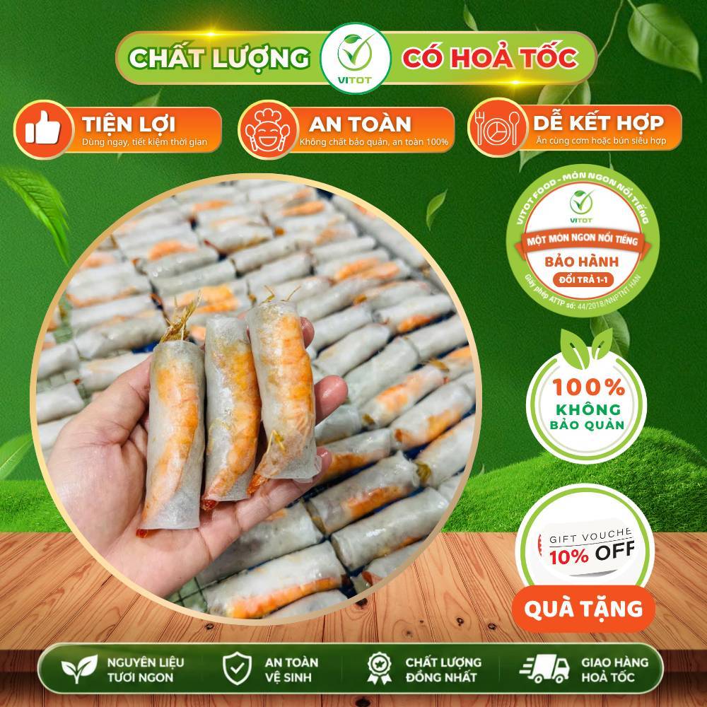 Chả Ram Tôm Đất Đặc Sản Bình Định VITOT Thơm Ngon Giòn Rụm, Ngọt Vị Tôm Thịt