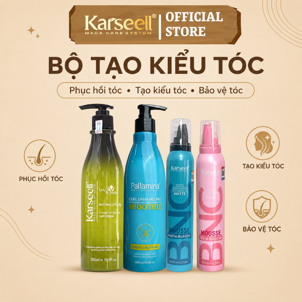 Gel giữ nếp tóc xoăn gôm bọt mềm giữ nếp tạo kiểu tóc xoăn hippie, xoăn xù mì, xoăn lơi Karseell