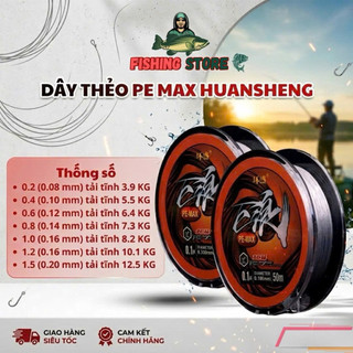 Dây PE Huansheng Bện 4 Sợi PE 50M Màu Xám Chuyên Dụng Câu Đài