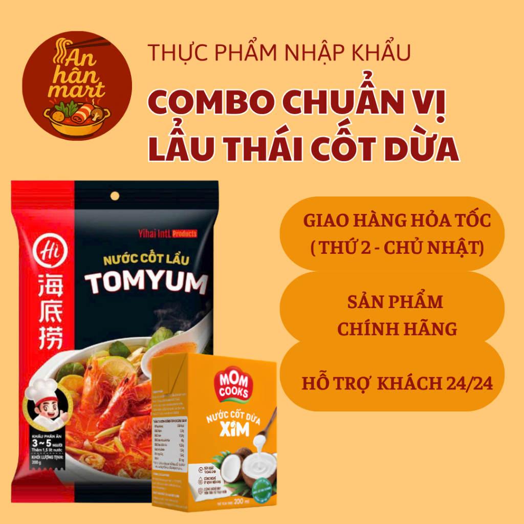 Combo Lẩu Thái Tomyum Cốt Dừa Haidilao chuẩn vị nhà hàng