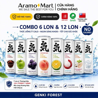 (9 vị) Combo 6 lon Nước Soda trái cây Genki Forest Sparkling có ga không Calo lon 330ml ＊AramoMart＊