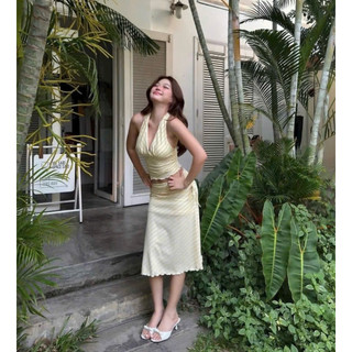 SET ÁO NƠ CROPTOP + CHÂN VÁY RÚT