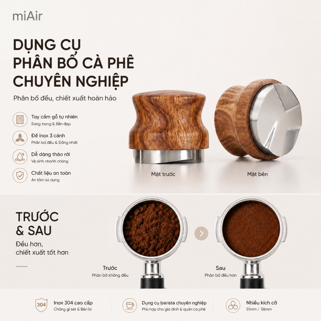 miAir Tamper Tay Nén Cà Phê Tamper OCD Tools