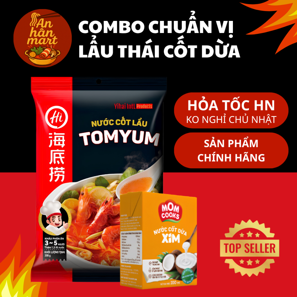 Combo lẩu thái tomyum cốt dừa, lẩu thái Tomyum Haidilao